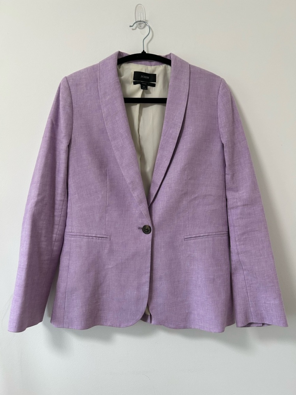 J. Crew Light Lavender Linen-Blend Shawl Lapel Blazer Parker Womens 6
